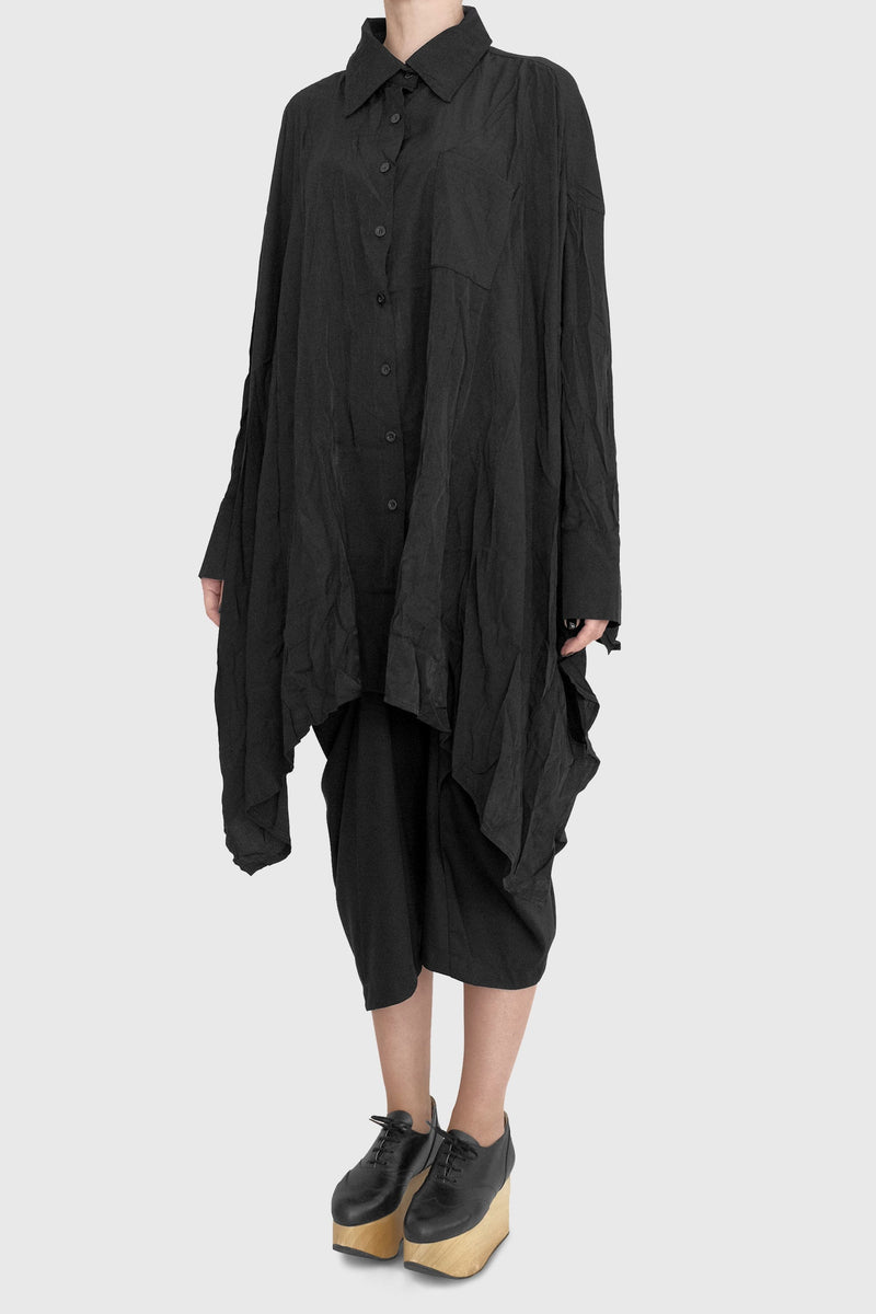 Ona Oversized black Shirt full length view - ИOKO - nokoclub.com