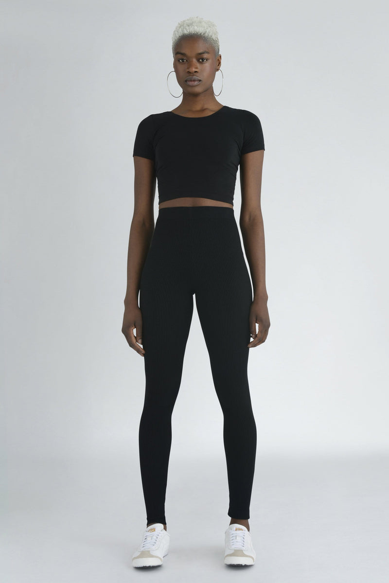 Alexa black cotton T-shirt for women full size model look  - ИOKO - nokoclub.com