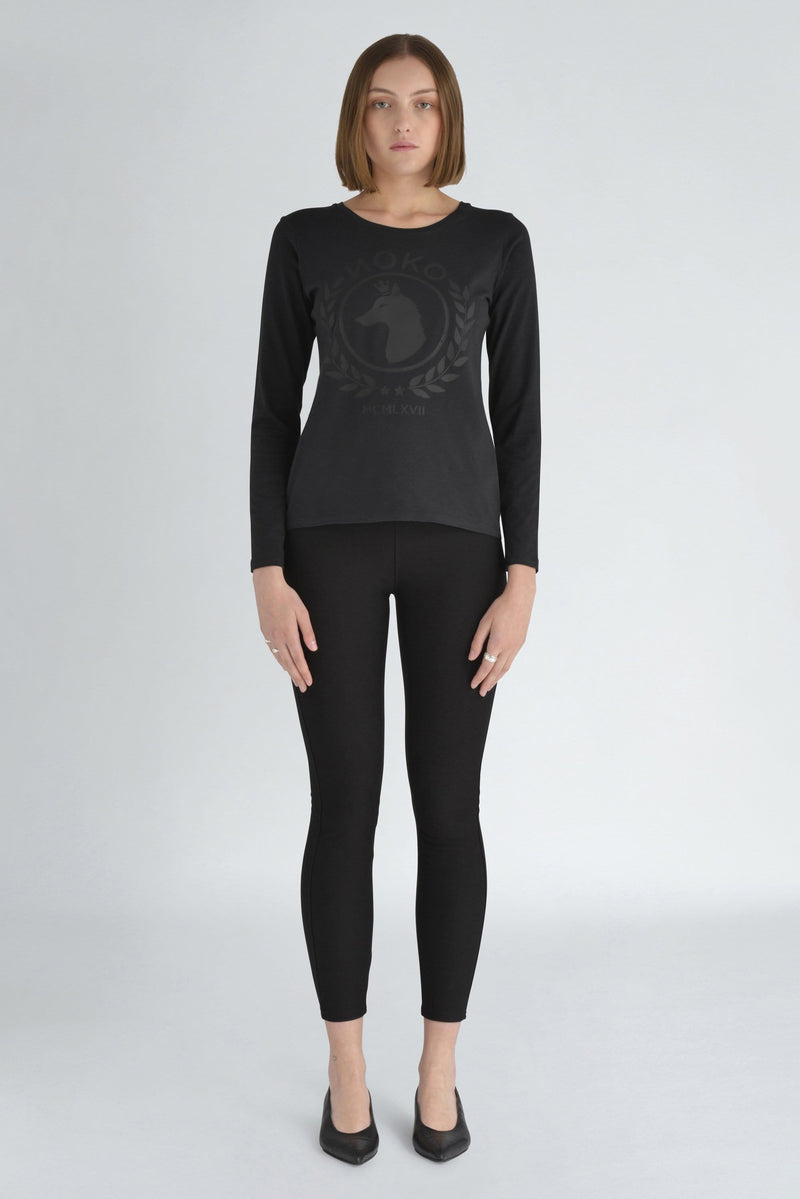 Alesia Long Sleeve Black T-Shirt for Women - ИOKO - nokoclub.com