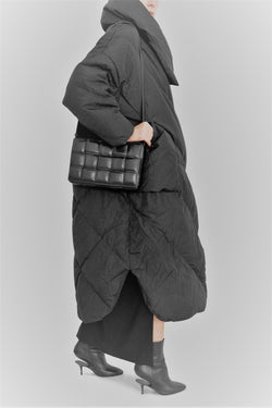 Long Oversized Shawl Collar Quilted Puffa Coat - Kayleigh - ИOKO - nokoclub.com