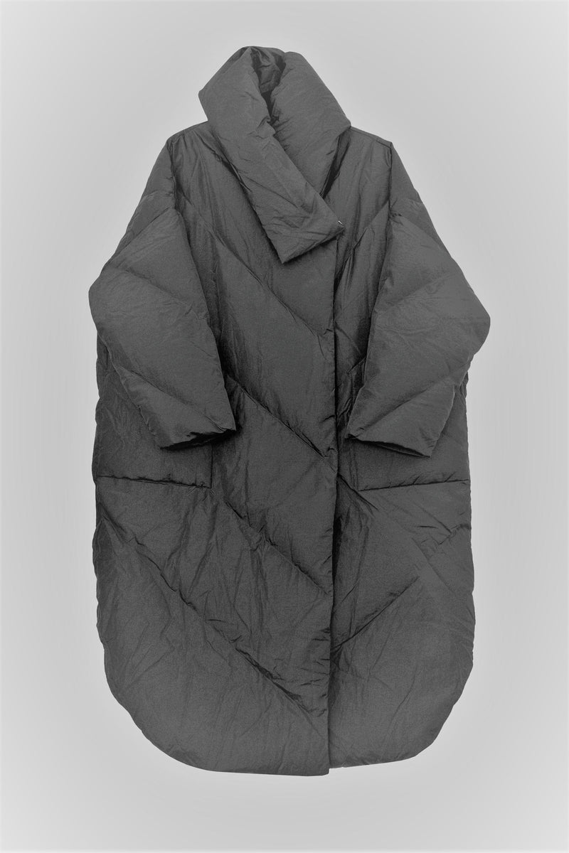 Long Oversized Shawl Collar Quilted Puffa Coat - Kayleigh - ИOKO - nokoclub.com