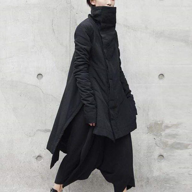 Maika Asymmetric cut funnel neck coat - ИOKO - nokoclub.com