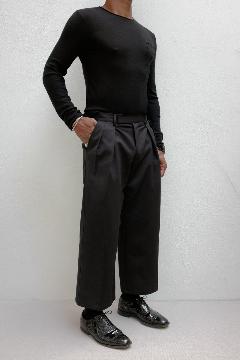 Cropped Capri Trouser with Herringbone Trim in Eclipse – Mistral Online